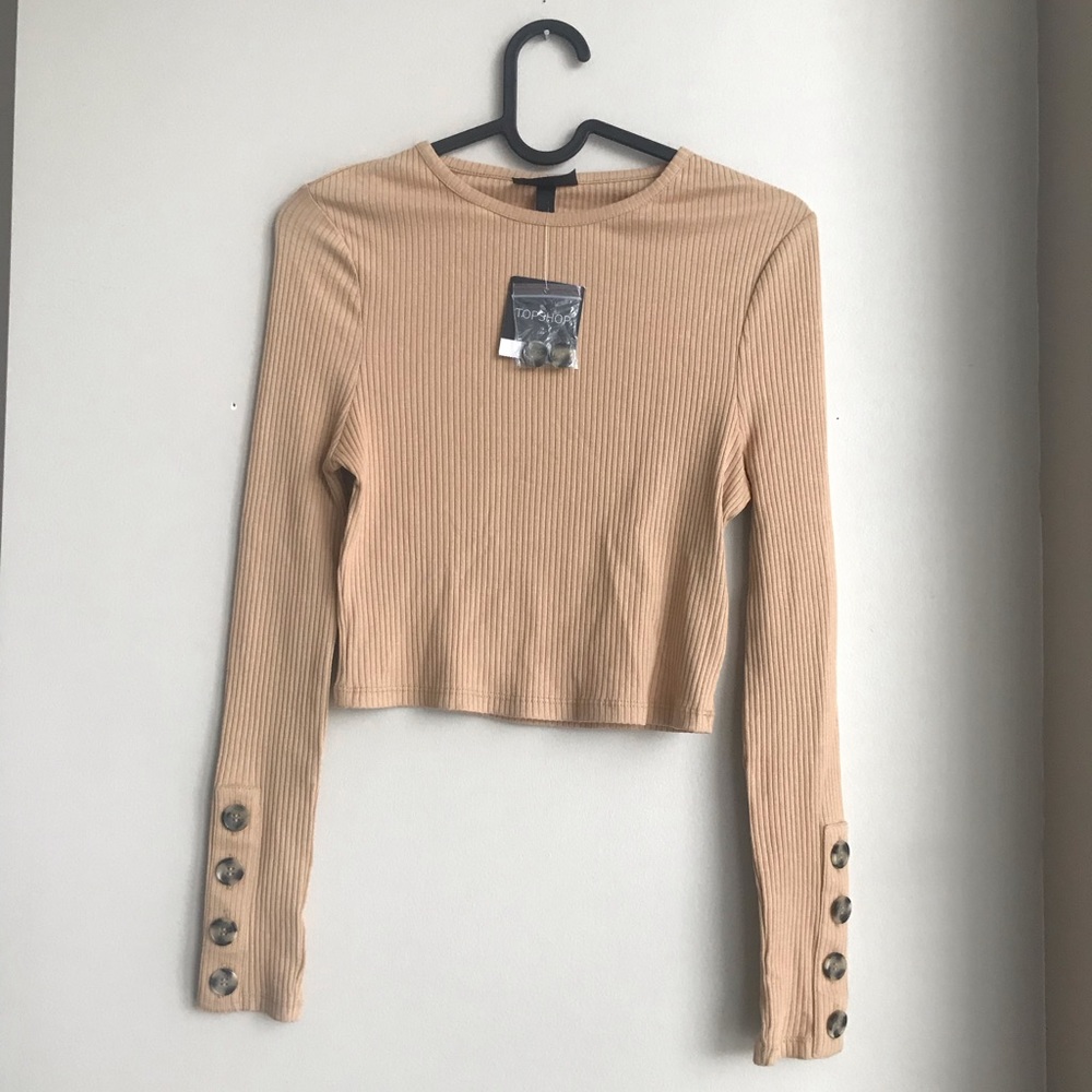 Topshop | crop ribbed long sleeve top